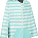 MissShorthair Kids' Hooded Towel Poncho with Zipper Beach Cover-Up with Pocket Swim Towel Robe for Boys & Girls, 8-10 Years