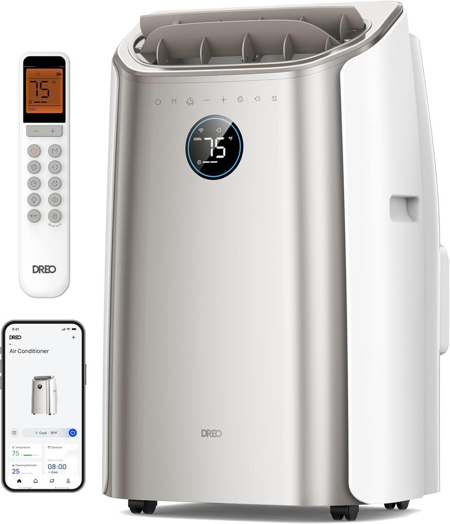 Dreo Portable Air Conditioners, 12,000 BTU AC Unit for Bedroom with Drainage-free Cooling, 46dB Quiet, APP/Voice/Remote, 24h Timer with Fan & Dehumidifier, Smart Standing AC for Room Indoors, AC515S (Gold)