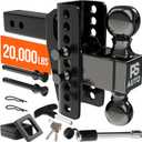 Adjustable Gooseneck Drawbar Trailer Hitch - 20,000 LBS, Fits 2 and 2-5/16 Inch Balls, US Gov Tested & Certified, Gooseneck Trailer Hitch Adapter for RV Towing, Motorcycles & Powersports