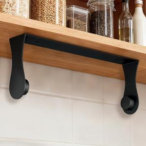 Paper Towel Holder Under Cabinet, Adhesive or Screw Mount, Fits Standard & Mega Rolls, Wall Mount Rack for Kitchen, Bathroom, RV, Black