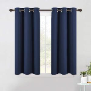 NICETOWN Blackout Draperies Curtains, All Season Thermal Insulated Solid Grommet Top Blackout Curtains/Drapes for Kid's Room (Navy, 1 Pair, 42 x 45 Inch)