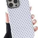 Compatible with iPhone 15 Pro Case, Fashion Cute Polka Dot Pattern Aesthetic Design for Women, Soft TPU and Hard Back Shockproof Phone Case for iPhone 15 Pro 6.1 inch, White