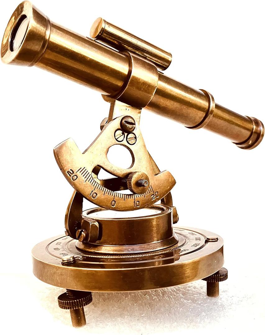 Brass Alidade Decorative Telescope 4" with Base Compass Gifts (4 Inch)