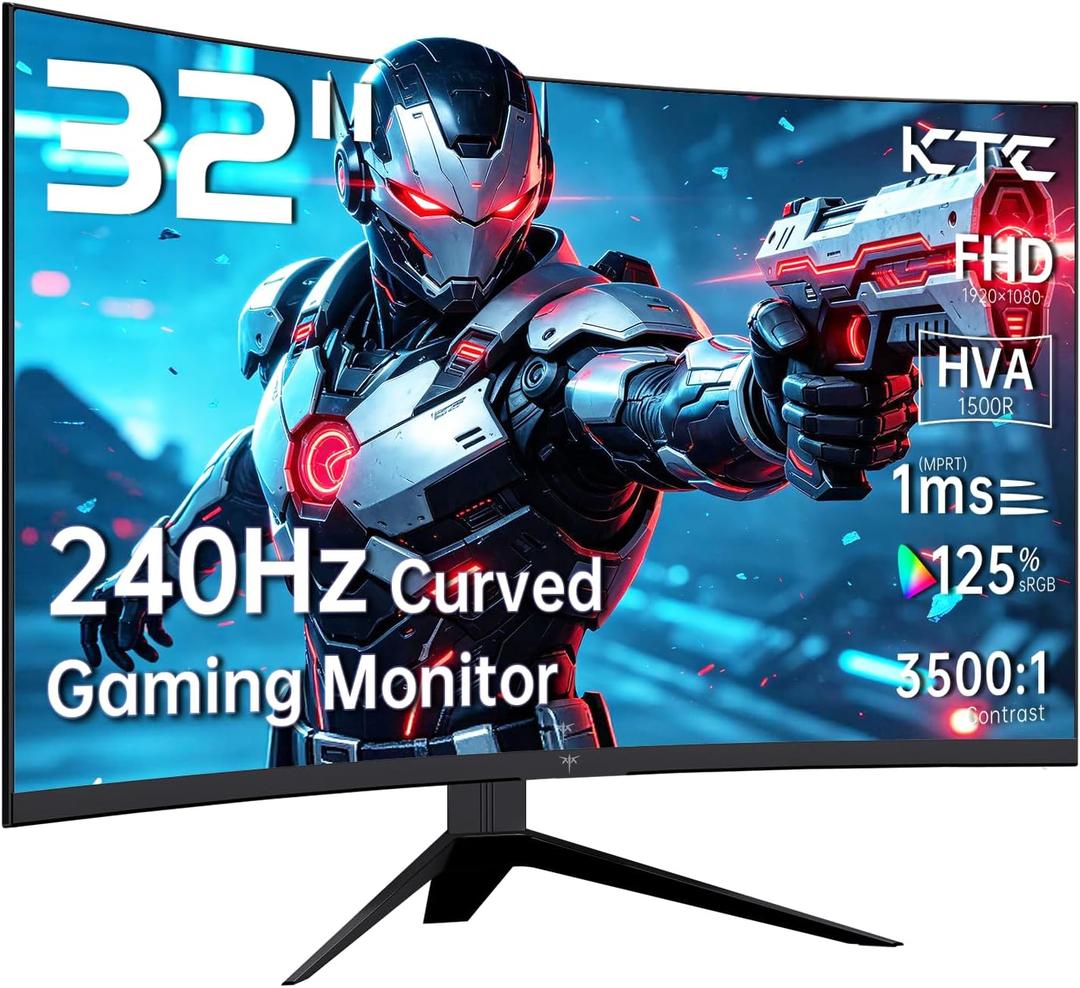 KTC 32 inch 240Hz Curved Gaming Monitor, 1080P Curved Monitor 1ms, H32S17F