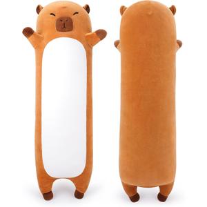 Large Capybara Stuffed Animal,33.5 Long Capybara Plush,Cute Plushies Animal Body Pillow,Kawaii Big Plush Toy Animals Gifts,Animals Sleeping Hug Pillow for Kids Adults Birthday
