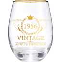 60th Birthday Gifts for Women - 60th Birthday Gift Ideas, Vintage 1966 Engraved Red Wine Glasses 60th Birthday Gifts for Her, 60th Birthday Decorations The Best Birthday Gift 60 Year Old Birthday Gift