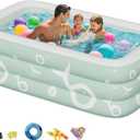 Inflatable Family Swimming Pool with electric pump, Blow Up Kiddie Pool,Backyard Inflatable Pools Suit for Kids and Adult, Indoor& Outdoor, Garden and Backyard Summer Water Party 71*51*24in (Sea Fish)