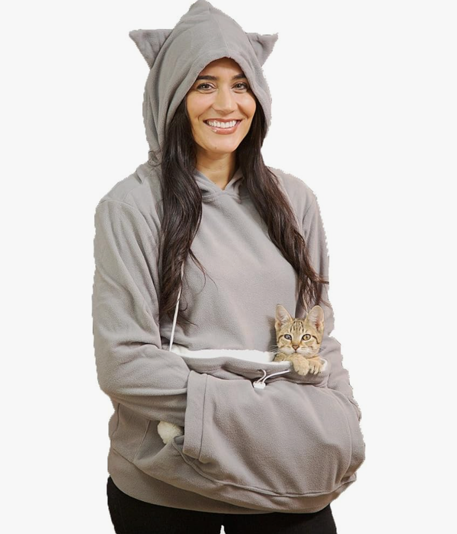 KITTYROO Cat Hoodie, The Original AS SEEN ON TV Kitty Carrying Sweatshirt, with Super Soft Kangaroo Pet Pouch SizeXL