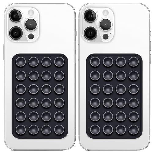 Anteel 2 Pack Silicone Suction Phone Case Mount, Non Slip Sticky Grip for Cellphone, Silicon Adhesive Suction Cup Mount, Strong Grip Holder for Selfies and Videos (Black)