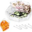 IVYHOME Ice Serving Lazy Susan, Chilled Food Containers with 4 Removable Dishes and Smooth Rotating Tray, Condiment Server with Separate Lids, for Bar Accessories, Fruit, Salad, Taco, Party Garnish