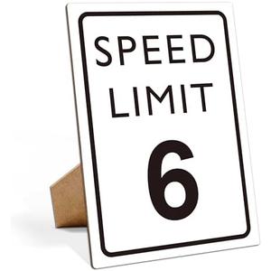 Race Car Birthday Decor, Speed Limit Sign, Fast Six, Race Car Birthday Party Decorations, 8×11 Wooden Play Sign with Stand, Let's Go Racing Party Supplies for Boy Race Fans - LP067