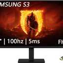 Samsung 27" S3 Series IPS LED FHD Monitor, Game Mode, Eye Saver Mode, HDMI, D-sub, 100Hz Refresh Rate, Black, with HDMI Cable