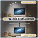 LED Desk Lamp for Home Office, 50 Brightness & Temperature Modes, Eye Protection, Dual Head Dimmable Table Light, 360 Adjustable Gooseneck with Clamp Remote Control, 90% Energy Saving (Black)