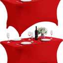 SuperO 2Pack Waterproof Spandex Table Cover for 4FT Table Universal Fitted Stretch Tablecloth for Party, Banquet, Wedding and Events-Red