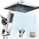 MakeFit Filtered Rain Shower Head with Handheld Combo High Pressure 12'' Rainfall Shower Heads & Hidden Detachable Wand Dual Showerhead Water Softener for Hard Water Easy Filter Replacement