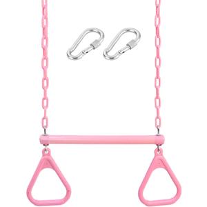 18" Pink Trapeze Swing Bar Rings 48" Heavy Duty Plastic Coated Chains Swing Set Accessories
