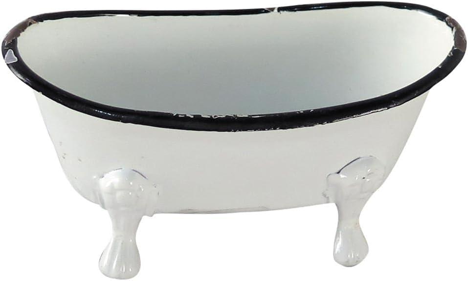 Foreside Home & Garden Black Rim White Enamel Bathtub Soap Dish
