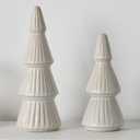 Christmas Decorations, Ceramic Christmas Tree, Small Farmhouse Christmas Decor Trees for Table Top, Mantle, Set of 2 (9.5" H & 7.5" H)