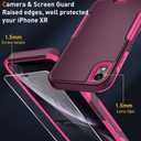 Xmon for iPhone XR Phone case, [Shockproof] [Belt Clip Kickstand] [2X Tempered Glass Screen Protector] Heavy Duty Cover for iPhone XR 6.1 inch (Wine)