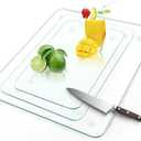 Tempered Glass Cutting Board for Kitchen,3 Pack Clear Glass Cutting Board with Rubber Feet, Scratch, Heat, Shatter Resistant and Easy to Clean(8"x12" & 10"x14" & 12"x16")