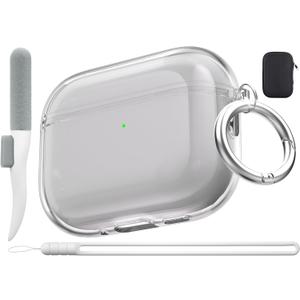 Valkit for Airpods Pro 3 Case Clear with Cleaner Kit | Soft TPU Airpods Pro 3 Generation Case | Protective Cover Shockproof | iPods Pro 3 Cases | for Air pods Pro Gen 3 2025(Clear Black)