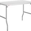 VEVOR 48 x 30 Inch Folding Commercial Prep Table Commercial Worktable Workstation, Heavy-Duty Stainless Steel Folding Table with 220 lbs Load, Silver Stainless Steel Kitchen IslandKitchen Work Table