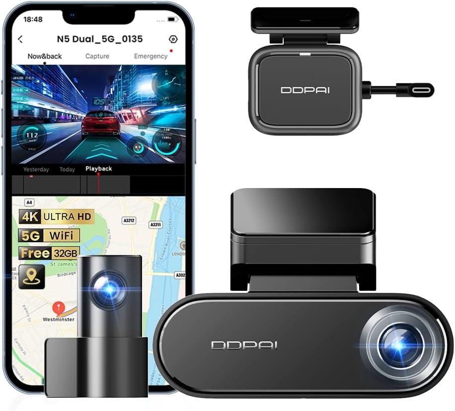 DDPAI 4K Dash Cam Front and Rear, 2160P+1080P Car Dash Camera, Radar AI-Powered Motion Detection