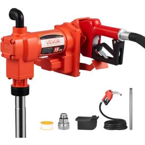 VEVOR Fuel Transfer Pump 110V, 15 GPM 57 L/min, AC Electric Oil Transfer Pump, with Auto Shut-Off Fuel Nozzle & Discharge Hose, High Flow Kit for Gasoline, Diesel, Kerosene, Biodiesel, Ethanol Blends