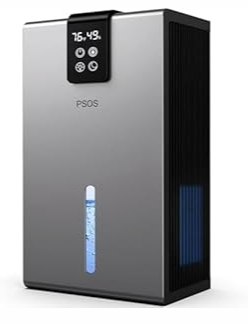 PSOS Dehumidifier, Dehumidifiers for Home, 98 OZ Water Tank, (1000 sq.ft) Quiet Dehumidifier for Basement Bathroom Bedroom with Humidity Display, Auto Shut Off, Relaxing 7 Color Ambient Light(Gray)