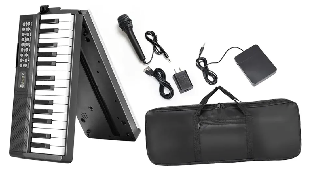 61 Key Piano Keyboard, Beginner Electronic Keyboard for Kids with Teaching Mode, 6 Demo Songs, 16 Tones, Microphone and Power Supply, Kids Piano Keyboard for Birthday Gift/Christmas Gift