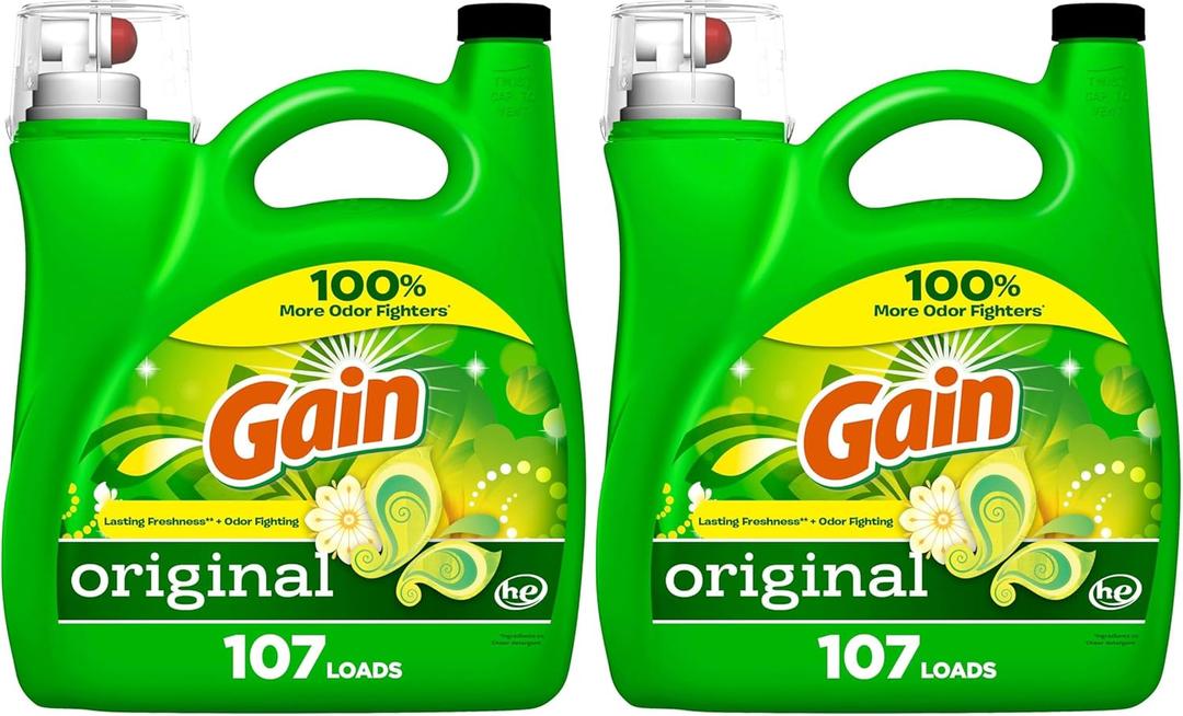Gain Liquid Laundry Detergent, Original Scent | 107 Loads | 154 oz | HE Compatible | Pack of 2
