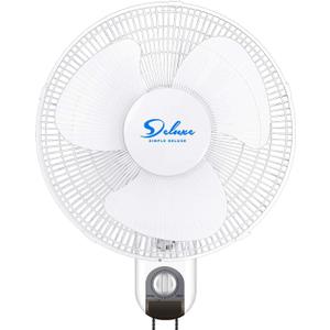HealSmart 16 Inch Digital Household Wall Mount Fans, Adjustable Tilt, 90 Degree, 3 Speed Settings, 1 Pack, White