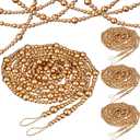 Loetere 4 Pcs 72 ft Christmas Tree Wood Bead Garland Christmas Wooden Beads Garland Hanging Boho Xmas Decor Rustic Farmhouse Home Decor for Table Wall Holiday Mantel Ornaments (Gold)