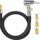 LUMITECO 20 Inch Tire Inflator Hose Adapter, Car Air Hose Self-Locking Air Chuck w/Tire Schrader Valve Fine Thread & Presta Valve Adapter, Quick Connect & Release for Pump Air Compressor Attachments (20'' Upgraded Set)