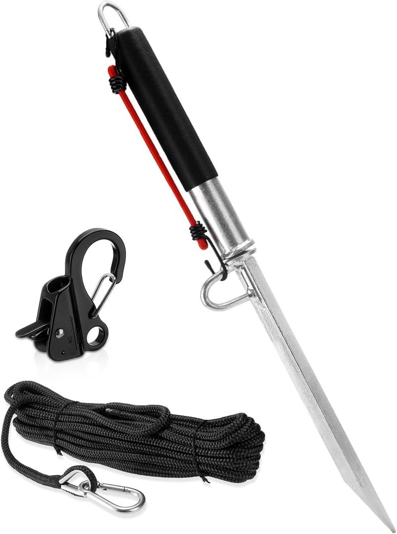 32'' Sand Spike Boat Anchor Pole,with Boat Anchor Hook and Boat Anchor Line | Stainless Steel Boat Anchor Hook, Boat Anchor Line 50ft, for Shallow Water Shore, Beach, Sandbar