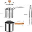 Small Deep Fryer Pot with Basket, Mini Fryer and Soup Pot with Tongs and Lid for 1-2 People, Works on Gas or Induction Burner, Dishwasher Safe, 1.3-Quart