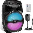 Pyle 240W Rechargeable Outdoor Bluetooth Speaker Portable PA System w/ 6.5 Subwoofer 1 Tweeter, Microphone In, Party Lights, MP3/USB, Radio, Remote - Pyle PPHP634B