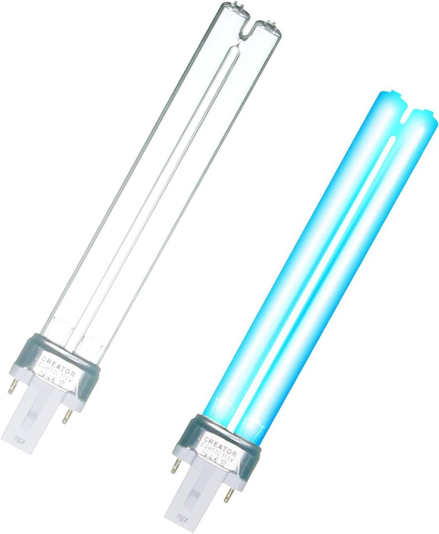 13W UV Light Bulb, Outdoor Pond U-V-C Light Clarifier Compatible with JUP-01 UVE9 CF400 CF500 CP-9 UV Light for Fish/Turtle Tank/Aquarium, 2 Pack 13W UV Pond Lights for G23 Base