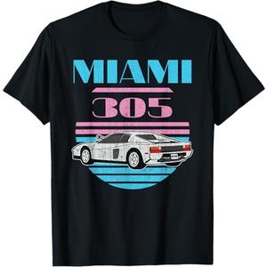 Miami 305 Vintage Florida City Beach 80s Men Women Boys Girl T-shirt, S