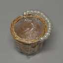 Wicker Rattan Flower Girl Basket,Pearl Handle Flower Basket,Flower Girl Basket for Wedding and Home Decorations. (4)