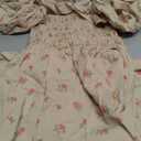 R.Vivimos Womens Summer Floral Print Puff Sleeves Vintage Ruffles Midi Dress (Small, Beige)