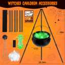 2025 Large Witch Cauldron Halloween Decorations Outdoor, Black Plastic Bowl Decor on Tripod with Lights Halloween Cauldron Pot Witches Cauldron Hocus Pocus Candy Bucket Decoration for Porch Home Party