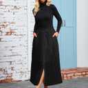 MAKABO Women's Maxi Pleated Skirt with Pockets, High Waisted A Line Long Skirts Button Down Business Casual Outfits