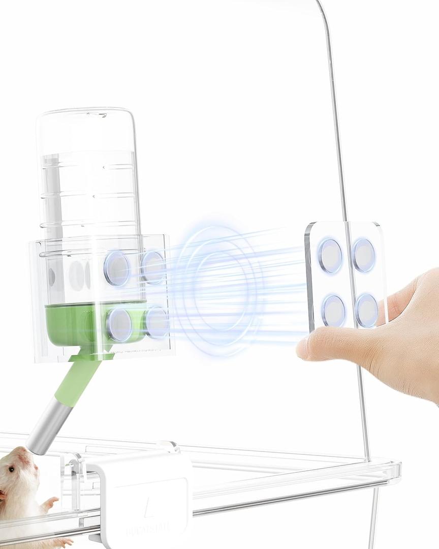 BUCATSTATE Hamster Water Bottles Holder with Magnetic, Drop-Resistant Water Bottle Stand with Adjustable Height, Fits Bottles up to Dia 2 inches, for Hamsters Small Pets (Only Water Bottle Holder)