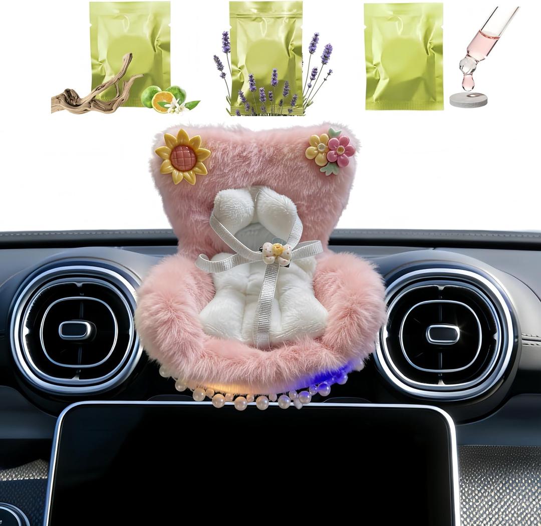 2 x Car Air Freshener Vent Clip with Light Used for Labubu Car Seat,Have A Seat Compatible with Labubu Accessories (USB Type-Pink)