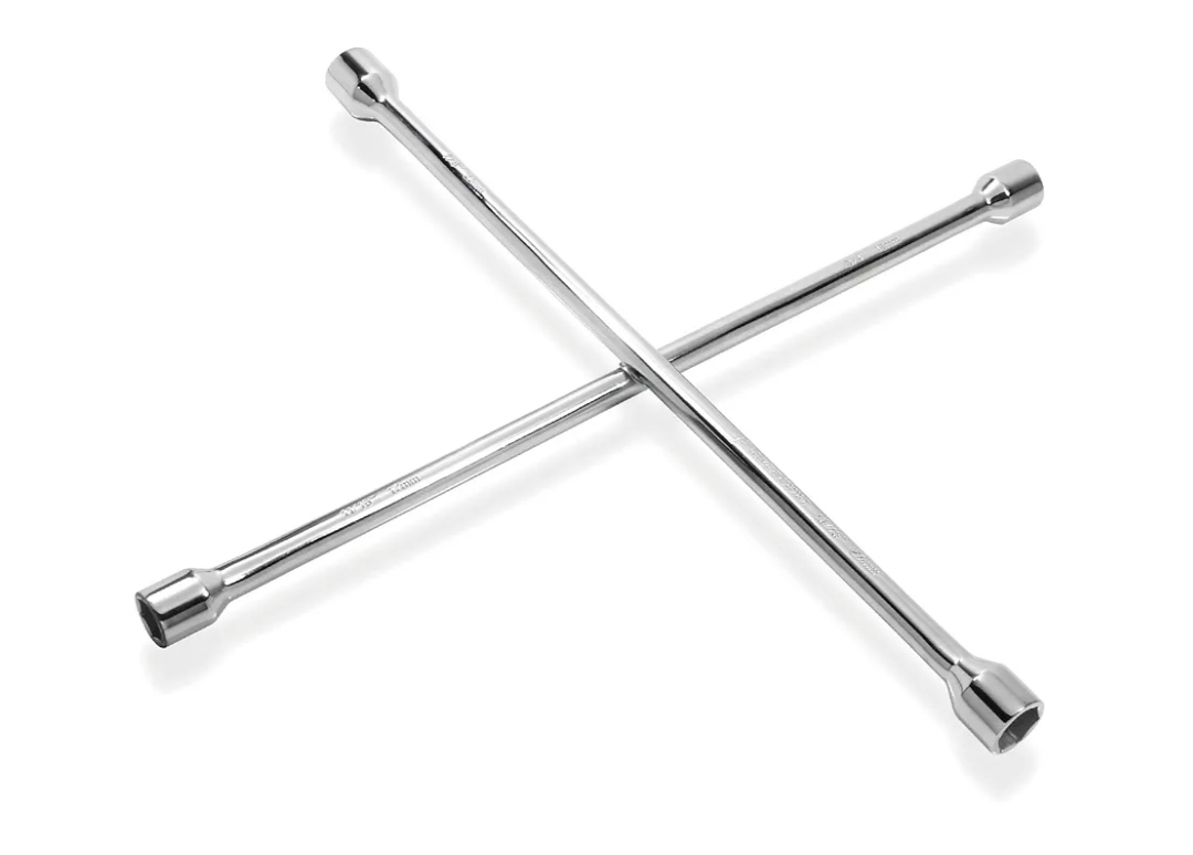 Powerbuilt 20-Inch Universal Lug Wrench, Metric and SAE 4-Way Cross Wrench, Size for 1/16" & 17mm, 3/4" & 19mm, 13/16" & 21mm, 7/8" & 22mm - 940559