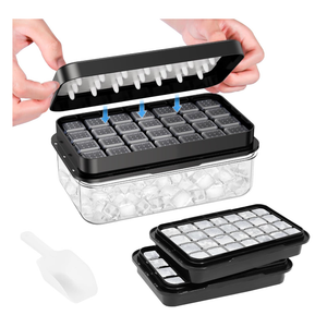 Ice Cube Tray with Lid and Bin, PHINOX 56 pcs Ice Trays for Freezer, Ice Cube Trays for Freezer with 2 trays, Container, Lid & Ice Scoop, BPA Free