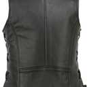 Womens Motorcycle Leather Vest Heavy-Duty Top Grain Cow Hide Classic Biker Style Vest (Black, S)
