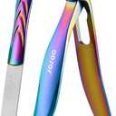 BEZOX Toe Nails Clipper - Toenail Clippers for Seniors Thick Toenails, Ergonomic Fingernail Clipper for Men and Women - Rainbow (Large, Titanium)