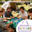 American Mahjong Bag with Handle,21x9.5 Inches Zippered Mahjong Bag with Embroidered Letters Empty Mahjong Tiles Accessories Easy Carry